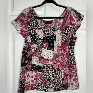 Brittany Black Women’s Multicolor Patchwork Blouse - Size XL